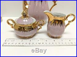 Antique Bavaria Chocolate Tea Set Pink & Gold Teapot Tea Cups Rare & Stunning