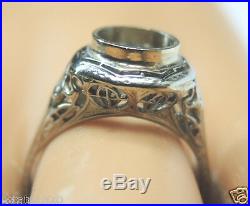 Antique Belais Art Deco Setting 14K White Gold Mounting Mount Hold-7.2-7.3MM