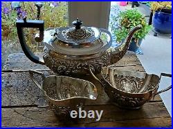 Antique Boer War Military Sterling Silver Tea Set with Broad Arrow Over 850gr
