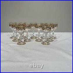 Antique Bohemian Josephinenhutte Raised Gold Art Nouveau Cordials Set Of 11