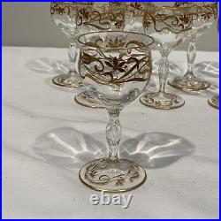 Antique Bohemian Josephinenhutte Raised Gold Art Nouveau Cordials Set Of 11