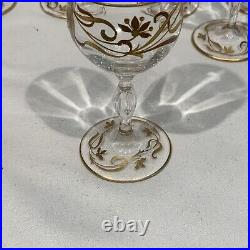 Antique Bohemian Josephinenhutte Raised Gold Art Nouveau Cordials Set Of 11