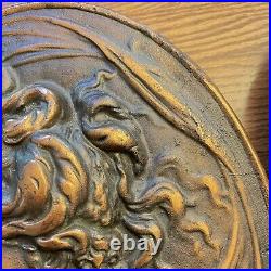 Antique Bronze Plated Cast Iron Victorian Women Plaques Set Art Nouveau B&H