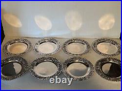 Antique Continental Silver Art Nouveau Set 8 Plates 1060 Grams