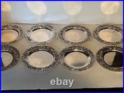 Antique Continental Silver Art Nouveau Set 8 Plates 1060 Grams