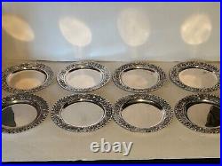 Antique Continental Silver Art Nouveau Set 8 Plates 1060 Grams