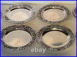 Antique Continental Silver Art Nouveau Set 8 Plates 1060 Grams