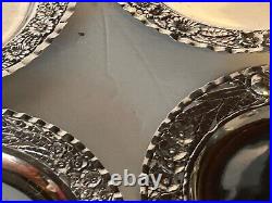 Antique Continental Silver Art Nouveau Set 8 Plates 1060 Grams