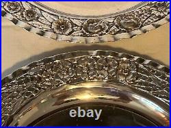 Antique Continental Silver Art Nouveau Set 8 Plates 1060 Grams