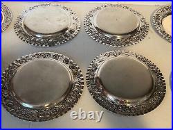 Antique Continental Silver Art Nouveau Set 8 Plates 1060 Grams