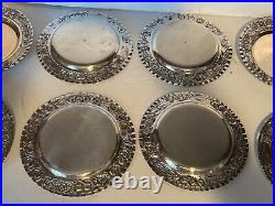 Antique Continental Silver Art Nouveau Set 8 Plates 1060 Grams