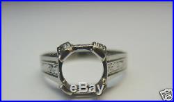 Antique Deco Vintage Setting Mounting 20K White Gold Hold 8MM Ring Sz 8.75 UK-R