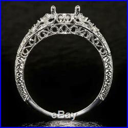 Antique Diamond Engagement Ring Setting Art Nouveau Filigree Semi-mount Round