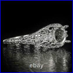 Antique Diamond Engagement Ring Setting Art Nouveau Filigree Semi-mount Round