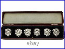 Antique Edwardian Set of Six Sterling Silver Buttons, Art Nouveau Style