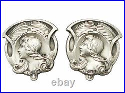 Antique Edwardian Set of Six Sterling Silver Buttons, Art Nouveau Style