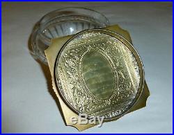 Antique Enameled Art Nouveau 5 pc Vanity Set Mirror Brush Comb Powder Jar