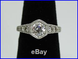 Antique Estate 14k Gold. 87ctw Diamond Engagement Ring Art Deco Hexagon Setting