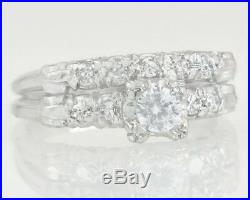 Antique Estate Platinum. 25ct Genuine Diamond Semi Mount Wedding Ring Set