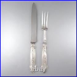 Antique French Art Nouveau Sterling Silver Carving Set, Fork and Knife, Paris