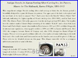 Antique French Art Nouveau Sterling Silver Carving Set, Iris, Ravinet D'Enfert