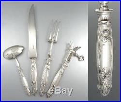 Antique French Art Nouveau Sterling Silver Ravinet DEnfert Carving set Gigot
