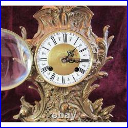 Antique French Fireplace Top Clock And Canddom Set Art Nouveau Period Early 1900