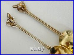 Antique French Set of 12 Sterling Silver Vermeil Spoons Art Nouveau Style 20th C