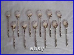 Antique French Solid Silver Oyster Forks, Bulrush Pattern, Set Of 12, Art Nouveau