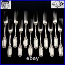 Antique French Sterling Silver Flatware Set 24pcs Forks & Spoons Art Nouveau