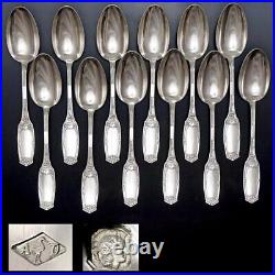 Antique French Sterling Silver Flatware Set Forks & Spoons 24pcs Art Nouveau