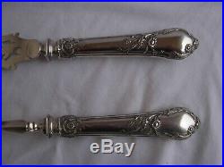 Antique French Sterling Silver Handle Fish Serving Set, Thistle Pattern