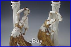 Antique Ginori Capodimonte Belly Dancers Set Of 2 Lamps White And Gold -rare