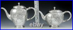 Antique Gorham Sterling Silver Art Nouveau Japanese Aesthetic Tea Coffee Set