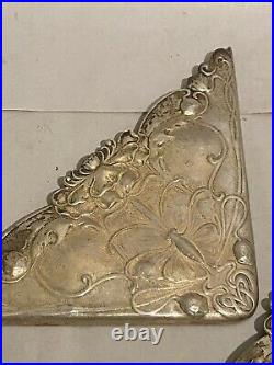 Antique Gorham Sterling Silver Desk Set Blotter Corners Art Nouveau Butterfly