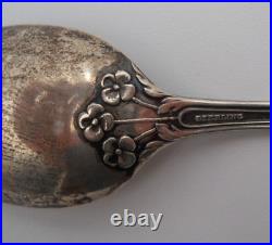 Antique Gorham Sterling Silver Spoons Set 6 Art Nouveau Flowers Holiday Flatware