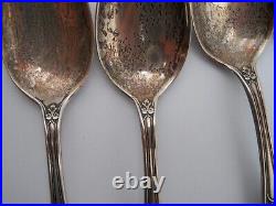 Antique Gorham Sterling Silver Spoons Set 6 Art Nouveau Flowers Holiday Flatware