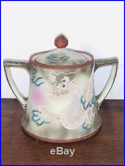 Antique Hand Painted Nippon Pagoda Moriage Dragonware Coffee/Tea Set 12 Pieces
