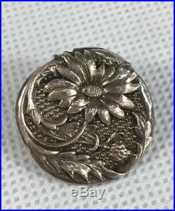 Antique Henry Matthews 1902 Cased Set Of Six Solid Silver Art Nouveau Buttons