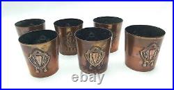 Antique Jugendstil Art Nouveau Copper Set 6 Cup Holders