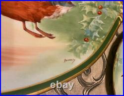 Antique Limoges Hand Painted Platter & 11 Plates Dinner Set Birds Game 1908-1914