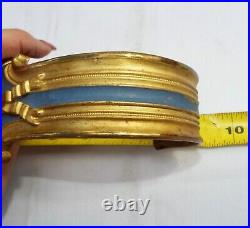 Antique Matching Set 4 FRENCH Curtain Tie Backs Flowers Gold & Blue Art Nouveau