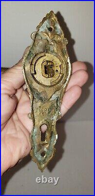 Antique Neo Classical Art Nouveau Ornate Brass Door Lever Set Marked 689 Works
