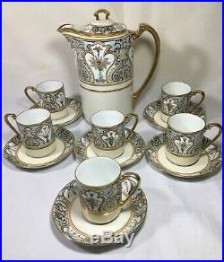 Antique Nippon Hand Painted'Art Nouveau' CHOCOLATE/TEA SET For 6 Marked