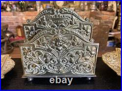 Antique Ornate Victorian Art Nouveau Solid Brass Desktop Set Lot, Germany