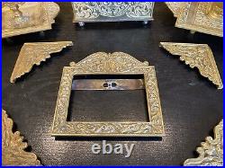 Antique Ornate Victorian Art Nouveau Solid Brass Desktop Set Lot, Germany