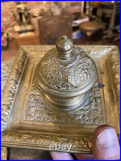 Antique Ornate Victorian Art Nouveau Solid Brass Desktop Set Lot, Germany