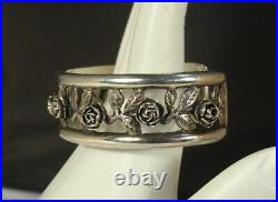 Antique PERUZZI Set Art Nouveau Cuff Bracelet Earrings FLORENCE Italy Rose Motif