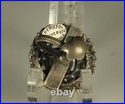 Antique PERUZZI Set Art Nouveau Cuff Bracelet Earrings FLORENCE Italy Rose Motif