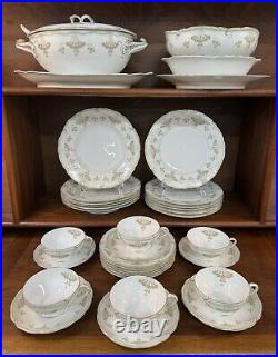 Antique RC Bavaria Rosenthal Iris Art Nouveau Porcelain Floral 37-Pc China Set